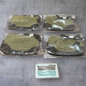 Marmi Woven Checkerboard Wristlet Pouch Set 4pc Brown/Tan‎ NEW Small Bag